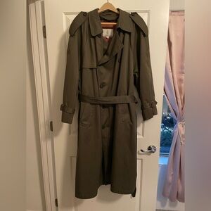 Vintage London Fog  OLIVE Green Belted Removable Liner Trench Coat Men 44 Reg